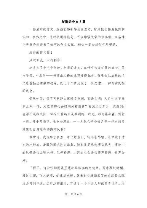 细雨的作文5篇