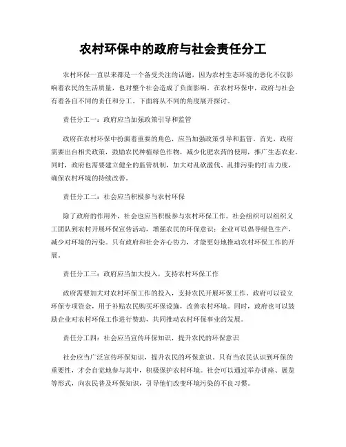 农村环保中的政府与社会责任分工