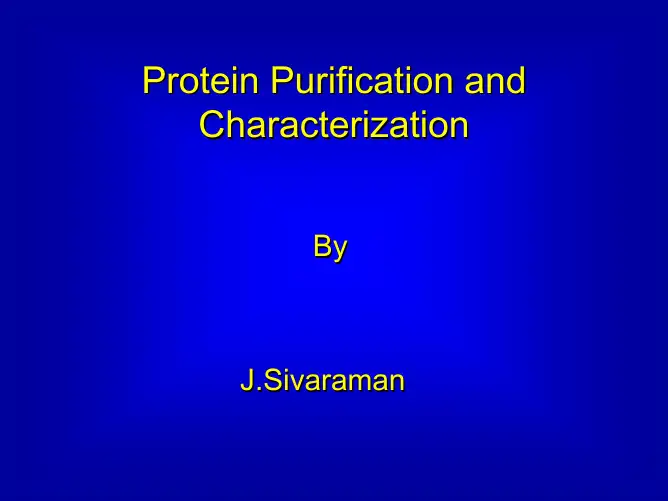 protein purification and characterization