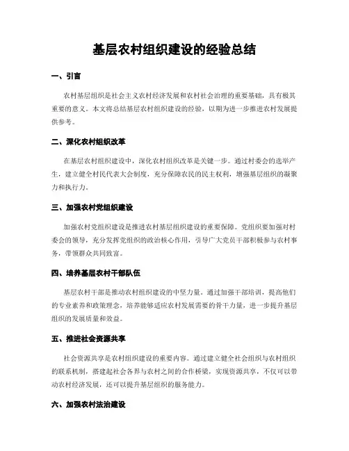 基层农村组织建设的经验总结