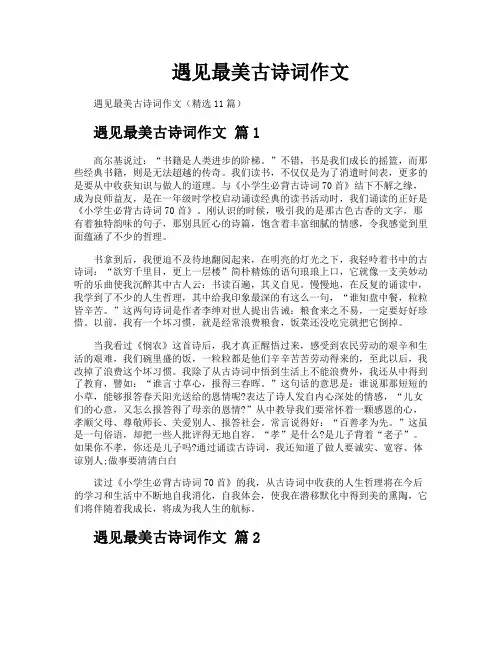 遇见最美古诗词作文