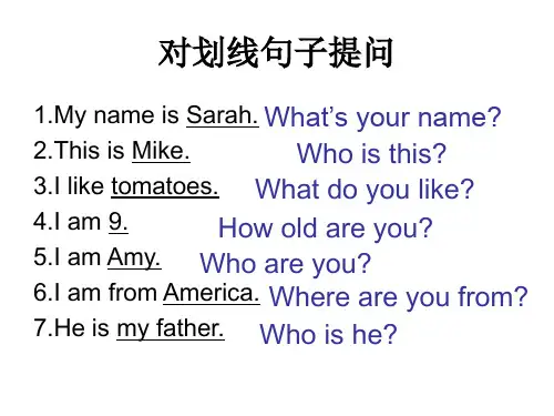 对划线部分进行提问