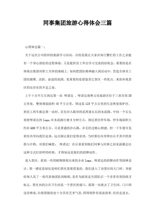 同事集团旅游心得体会三篇