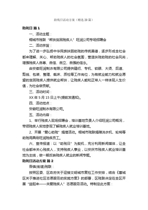 助残日活动方案（精选20篇）