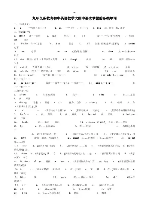 初中英语单词(词性)