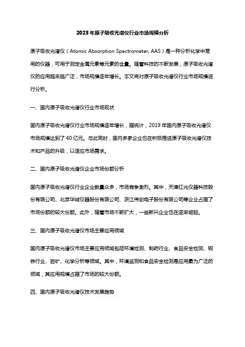 2023年原子吸收光谱仪行业市场规模分析