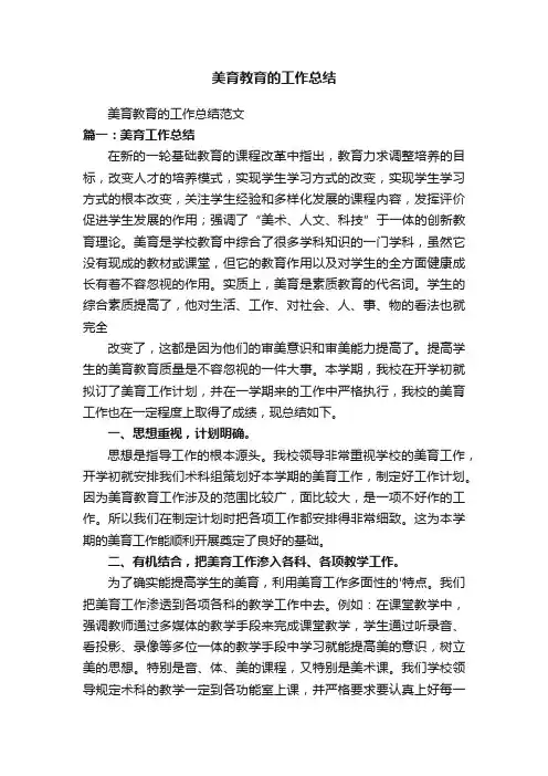 美育教育的工作总结