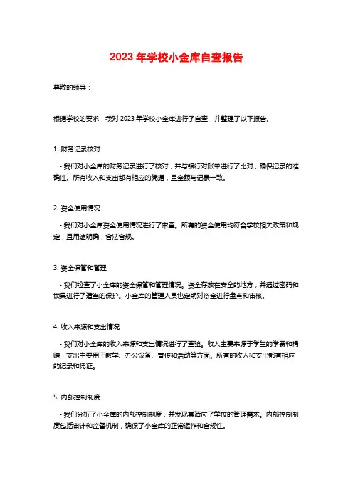 2023年学校小金库自查报告