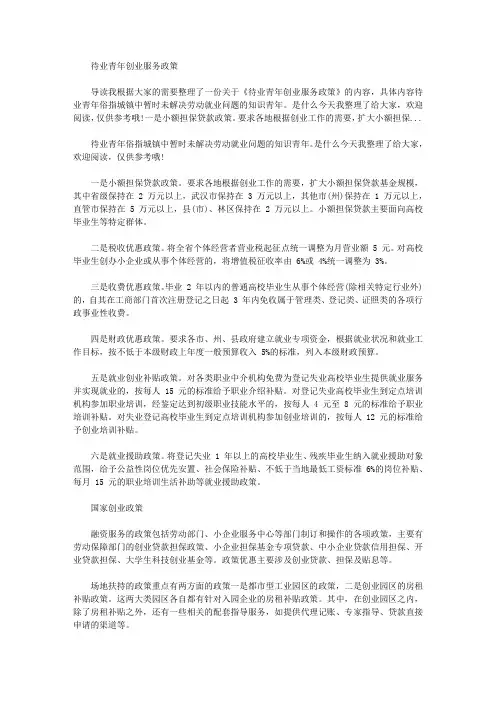 2020年待业青年创业服务政策