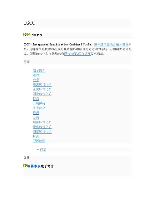 整体煤气化联合循环发电