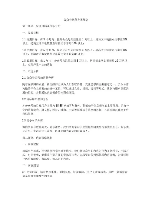 公众号运营方案规划