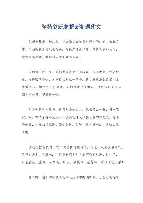 坚持创新,把握新机遇作文