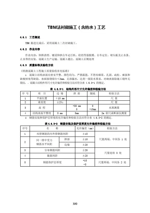 TBM法衬砌施工(含防水)工艺