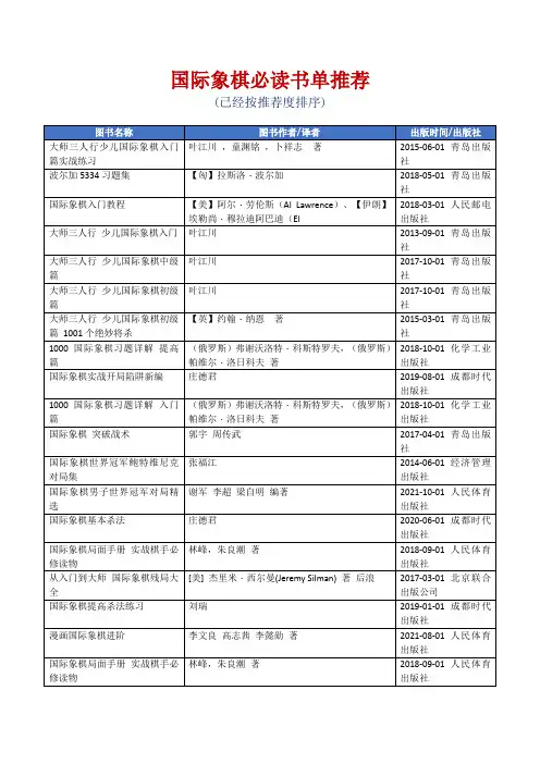 国际象棋必读书单推荐[精美打印版本]