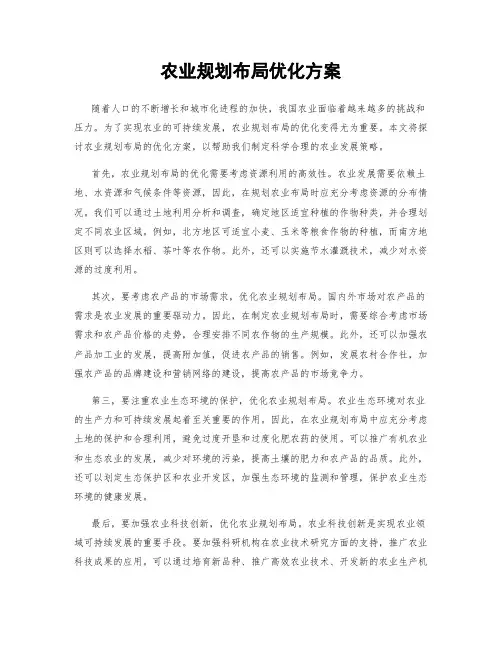 农业规划布局优化方案