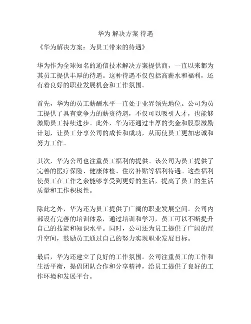 华为 解决方案 待遇
