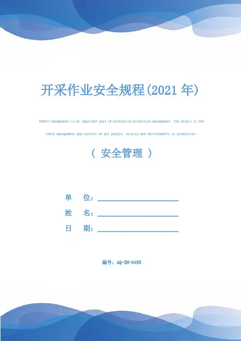 开采作业安全规程(2021年)