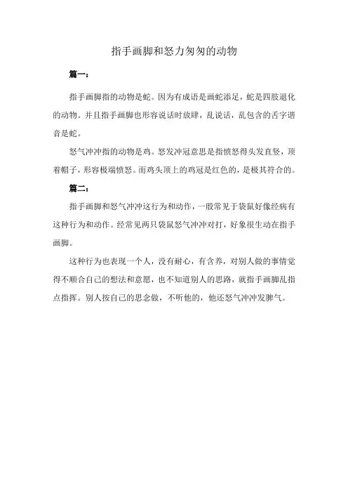 指手画脚和怒力匆匆的动物