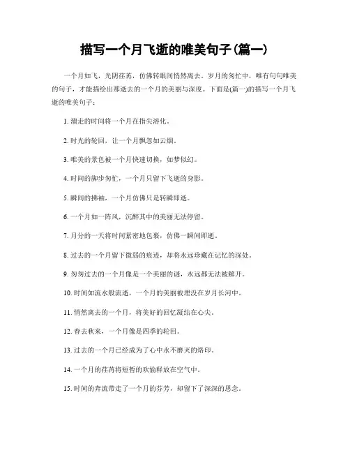 描写一个月飞逝的唯美句子(精选合集2篇)
