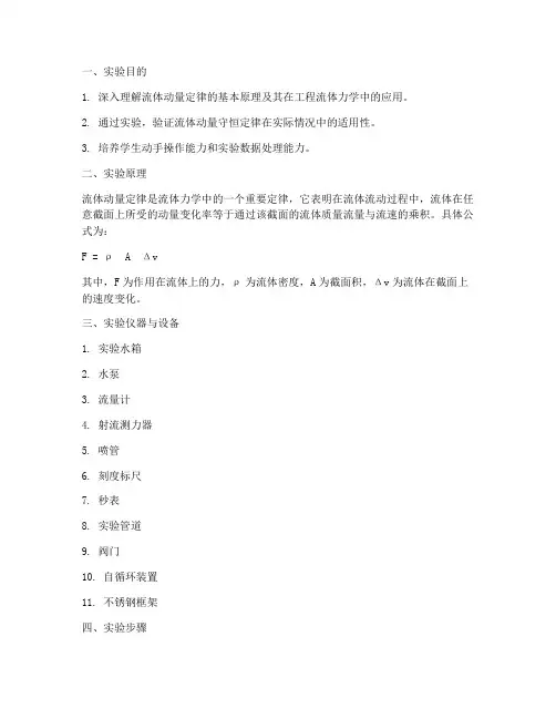流体动量定律实验报告