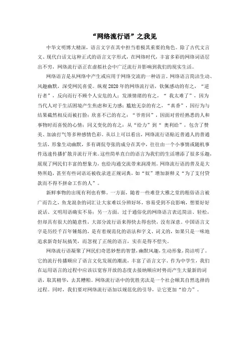 “网络流行语”之我见