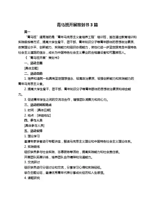 青马班开展策划书3篇