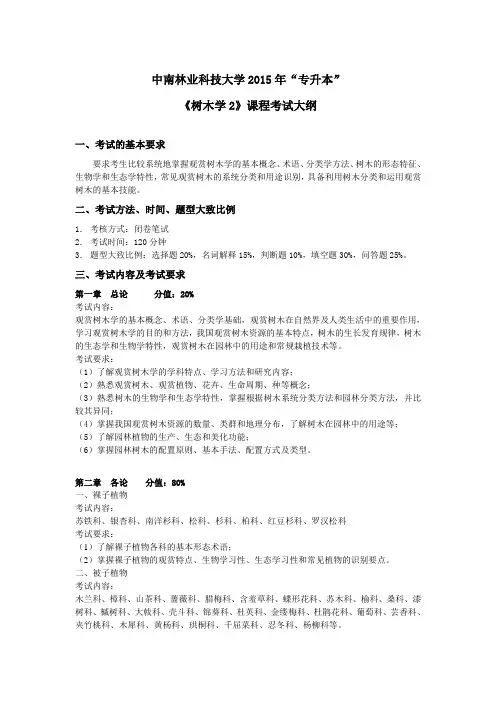中南林学院植物学教学大纲