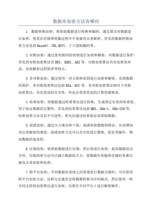 数据库加密方法有哪些