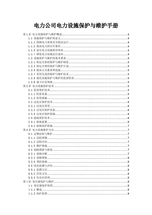 电力公司电力设施保护与维护手册