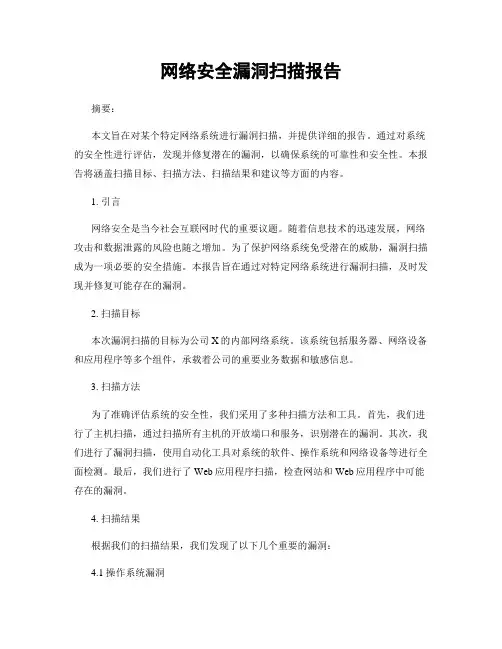 网络安全漏洞扫描报告