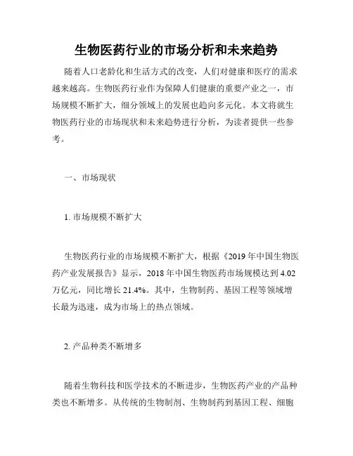 生物医药行业的市场分析和未来趋势