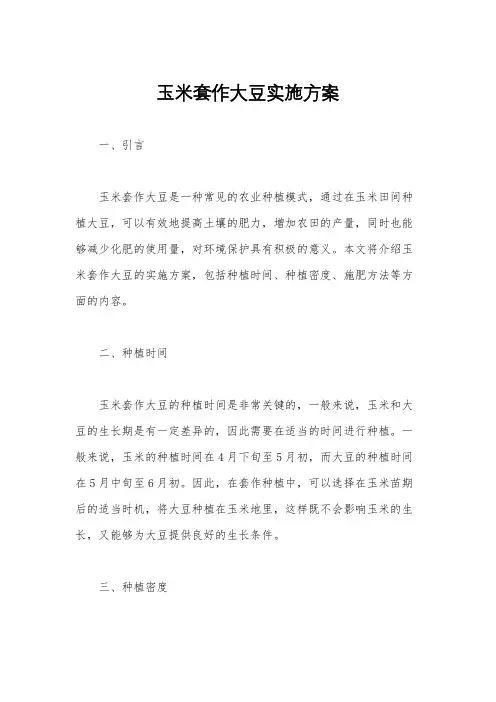 玉米套作大豆实施方案