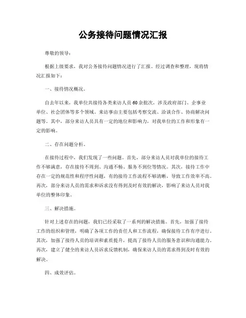 公务接待问题情况汇报