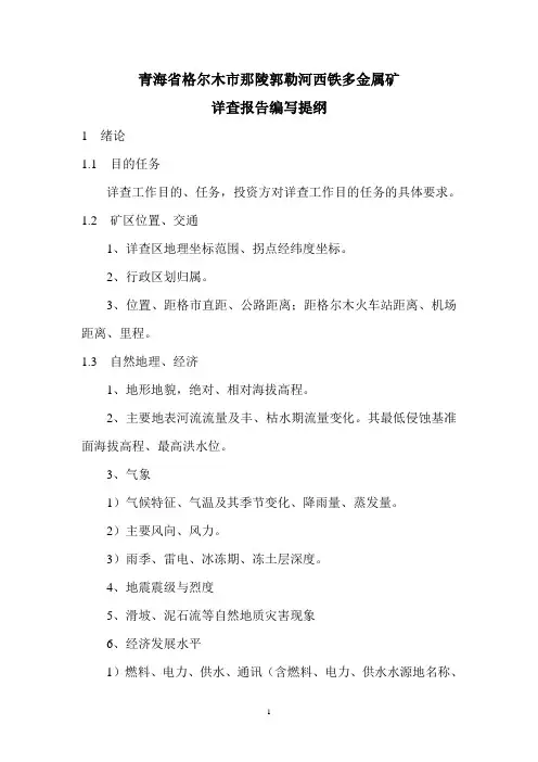 详查报告编写提纲Microsoft Word 文档概诉