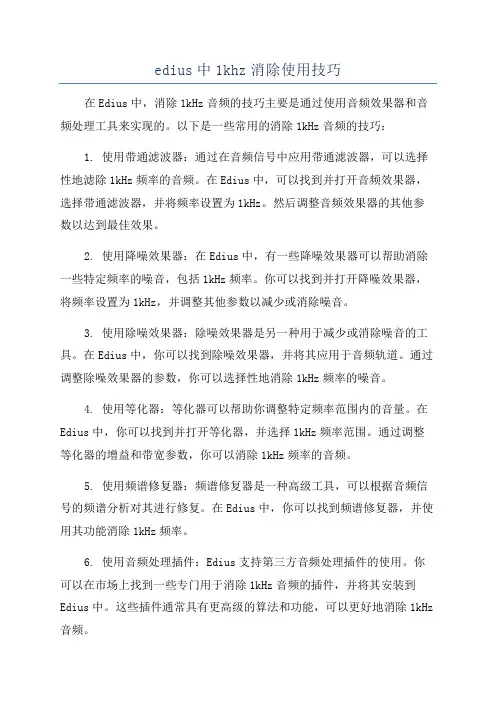 edius中1khz消除使用技巧