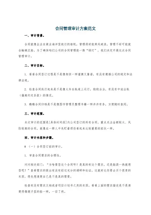 合同管理审计方案范文