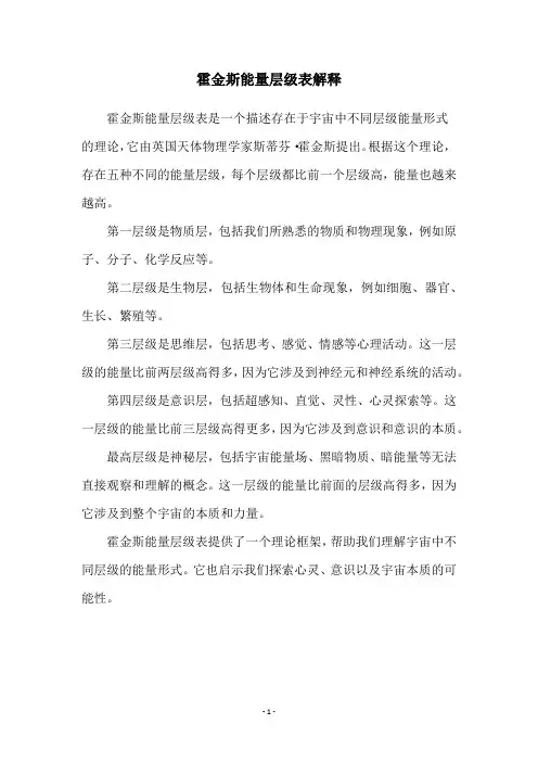 霍金斯能量层级表解释