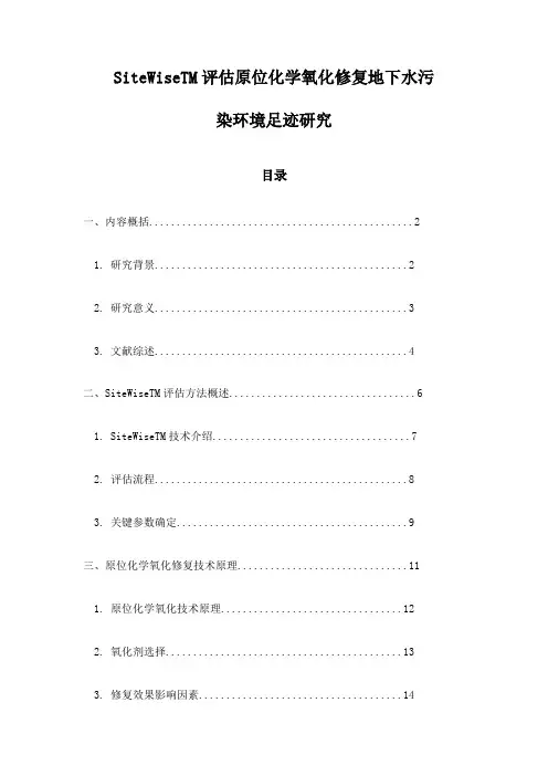 SiteWiseTM评估原位化学氧化修复地下水污染环境足迹研究