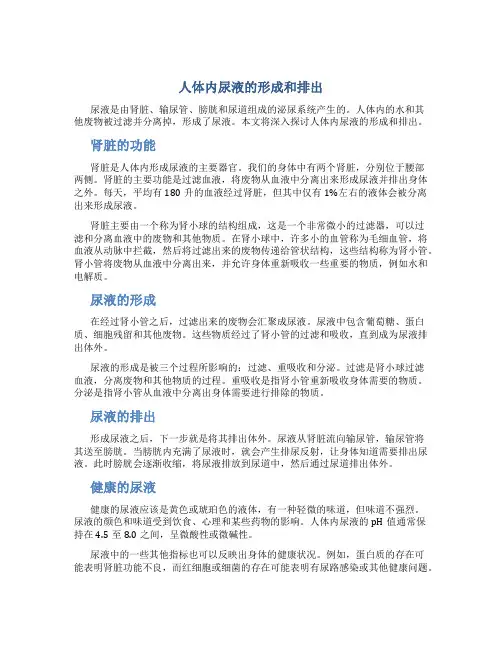 人体内尿液的形成和排出二