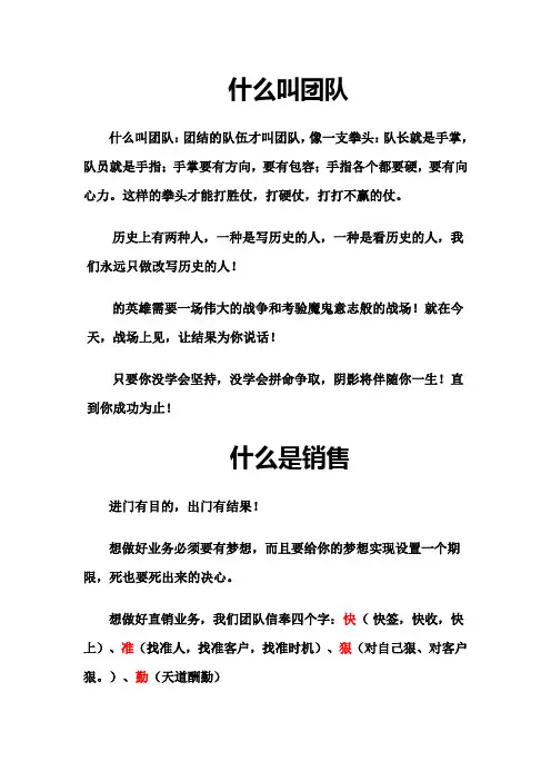 培训资料：什么叫团队 什么是销售