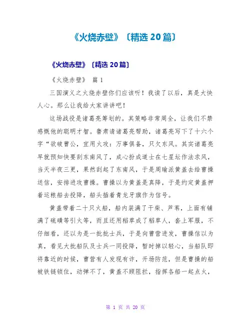 《火烧赤壁》读后感(精选20篇)