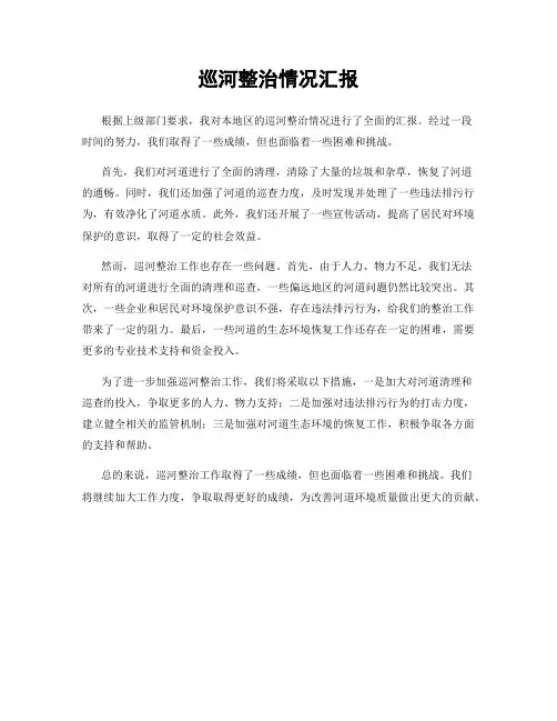 巡河整治情况汇报