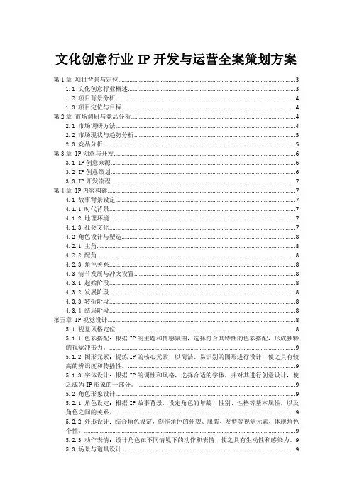 文化创意行业IP开发与运营全案策划方案