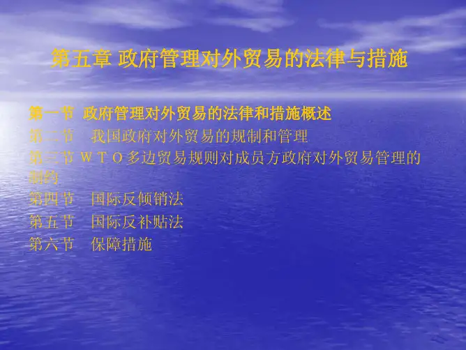 第五章 政府管理对外贸易的法律与措施