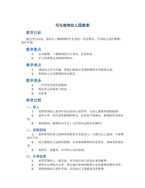 写生植物幼儿园教案