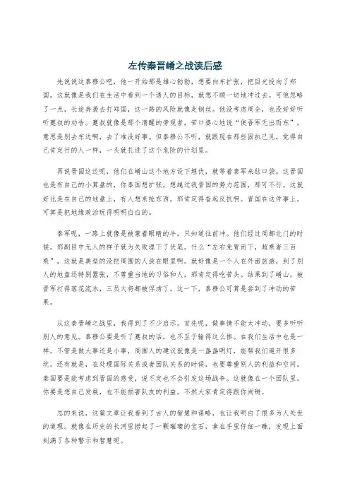 左传秦晋崤之战读后感