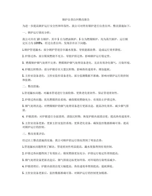 锅炉自查自纠整改报告