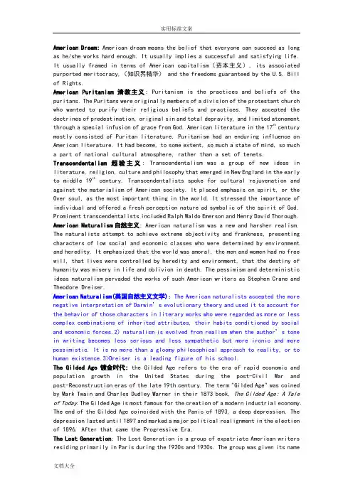美国文学名词解释
