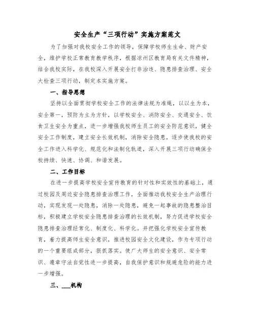 安全生产“三项行动”实施方案范文(5篇)