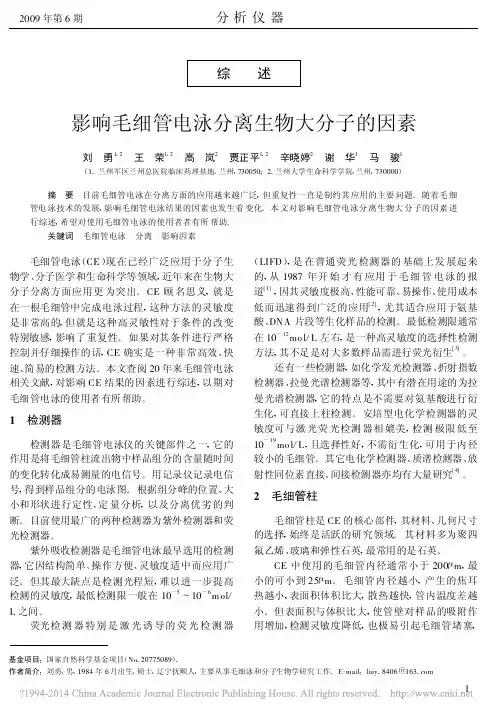 影响毛细管电泳分离生物大分子的因素_刘勇